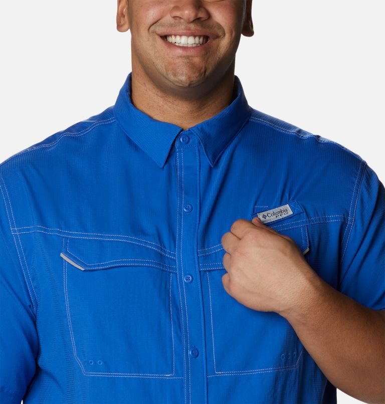 Men's Columbia PFG Low Drag Offshore Short Sleeve Shirts Blue | Plus Size CA-XL841